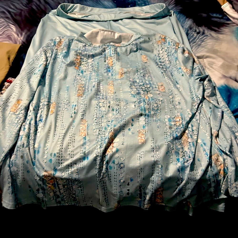 Light Blue Patterned Top & Light Blue Pants